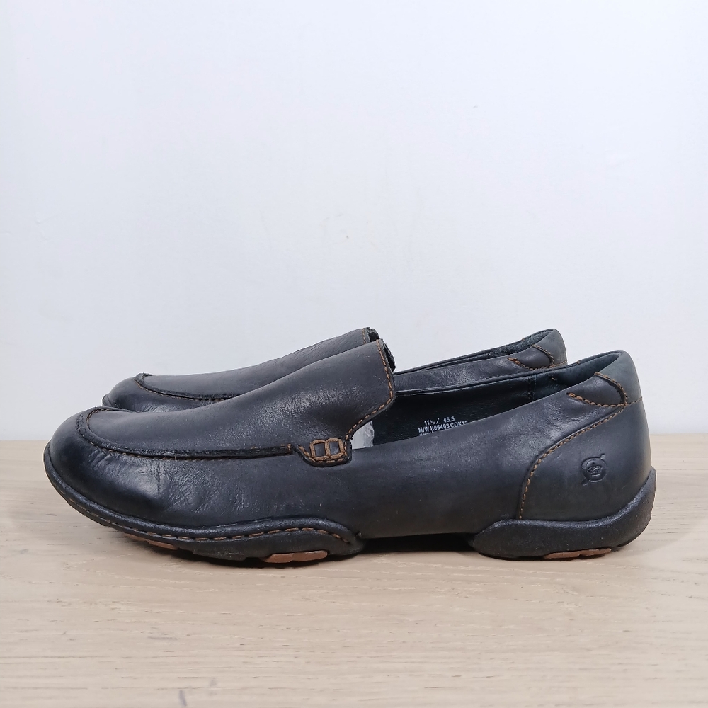 Born Black Leather Slip-On Loafers Comfort Driving Shoes